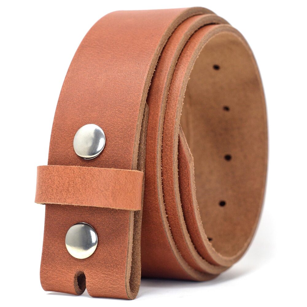 2362 40mm Full Grain Hide Leather Snap On Belt- Tan With Silver Studs-